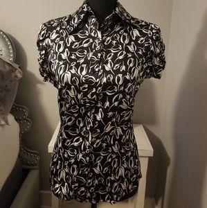 Bebe Silk Blend Flower Print Blouse